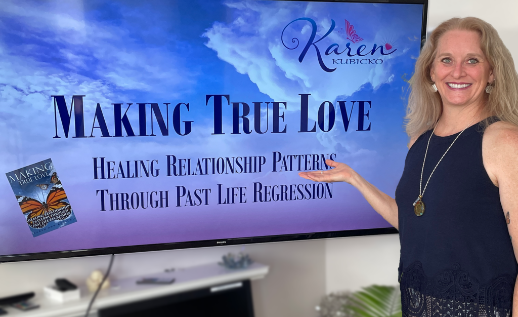 Karen Kubicko teaching how to heal relationship patterns through past life regression